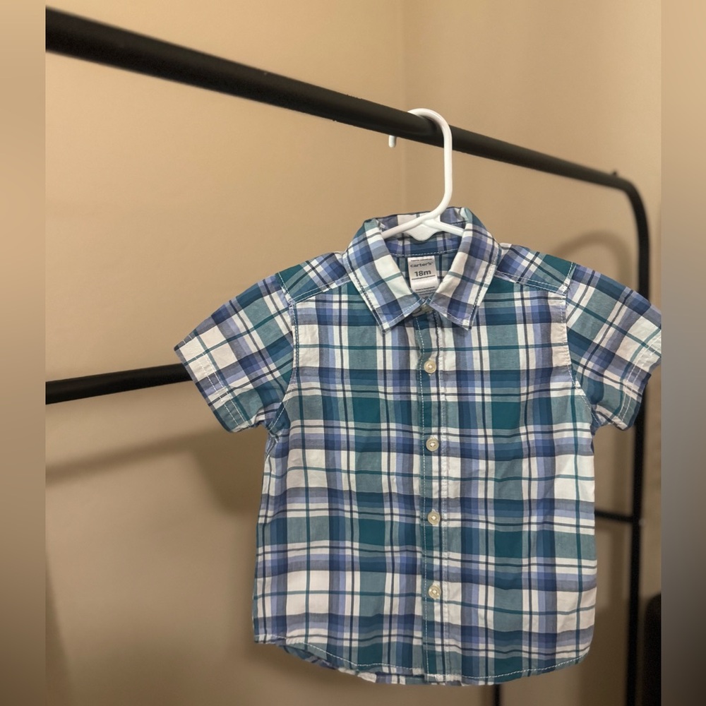 Carter's  Blue and White Plaid Button Down Shirt